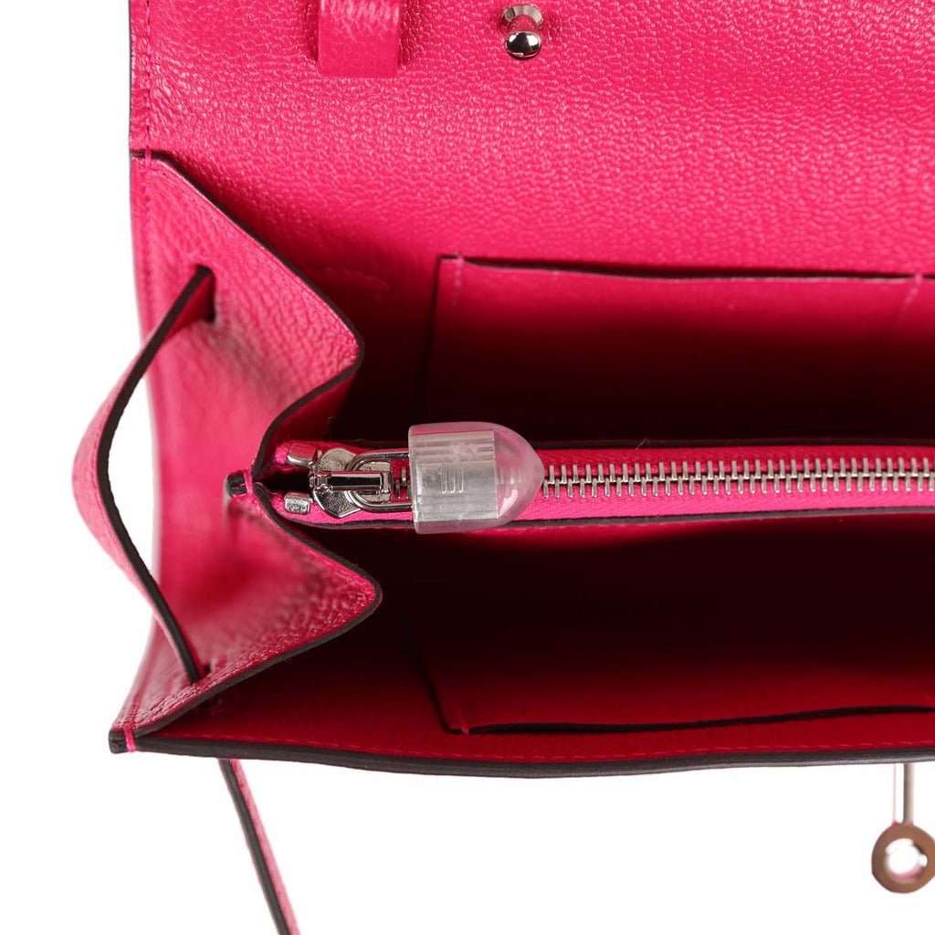 Top quality Hermes Kelly Wallet To Go Rose Mexico Chevre Palladium Hardware
