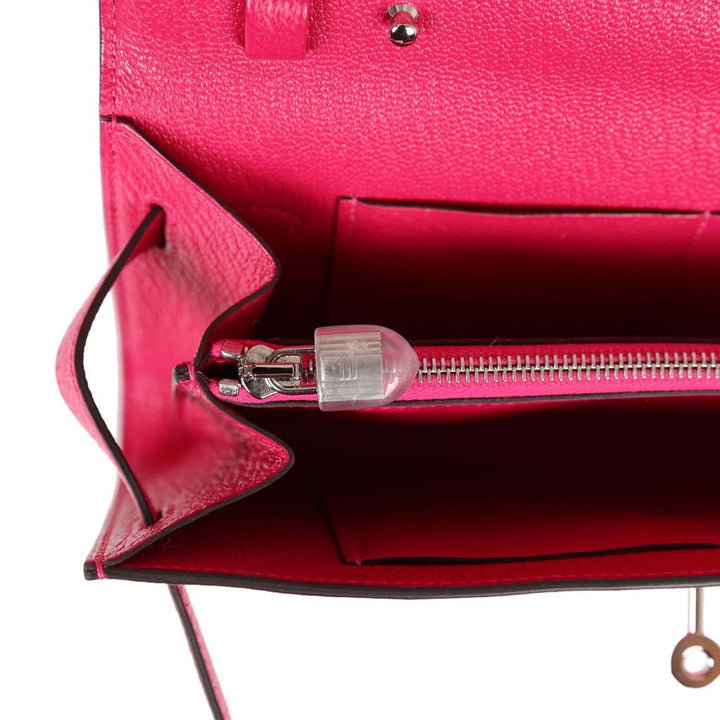 Top quality Hermes Kelly Wallet To Go Rose Mexico Chevre Palladium Hardware
