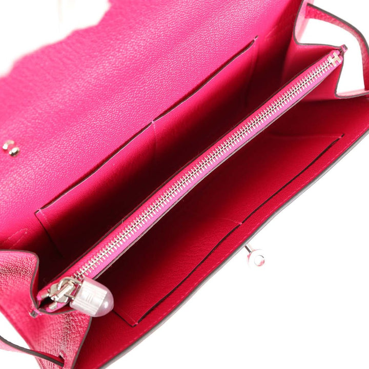 Top quality Hermes Kelly Wallet To Go Rose Mexico Chevre Palladium Hardware