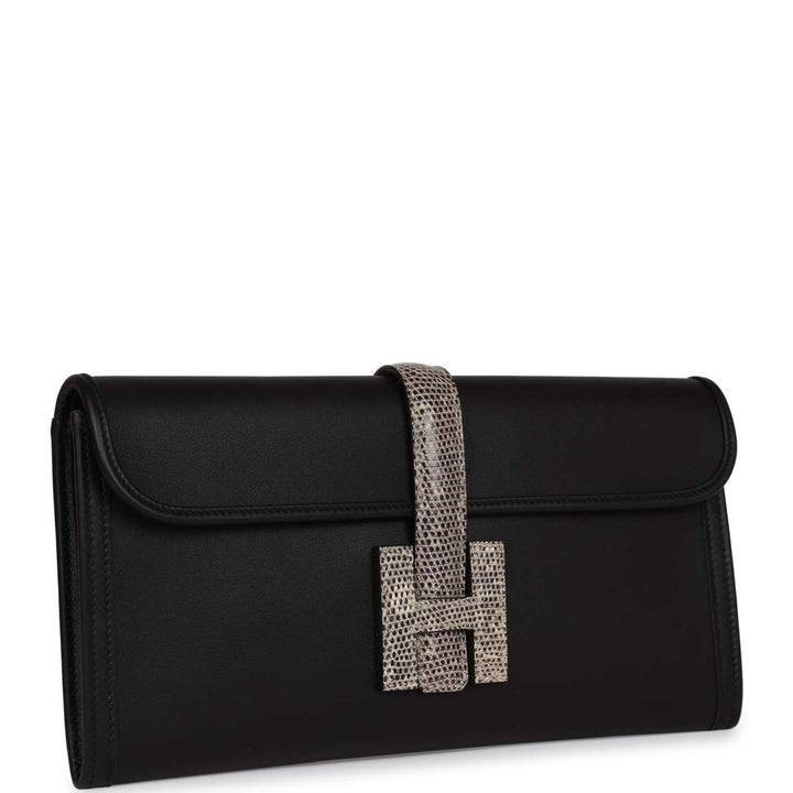 Top quality Hermes Jige Elan Touch Black Swift and Ombre Lizard