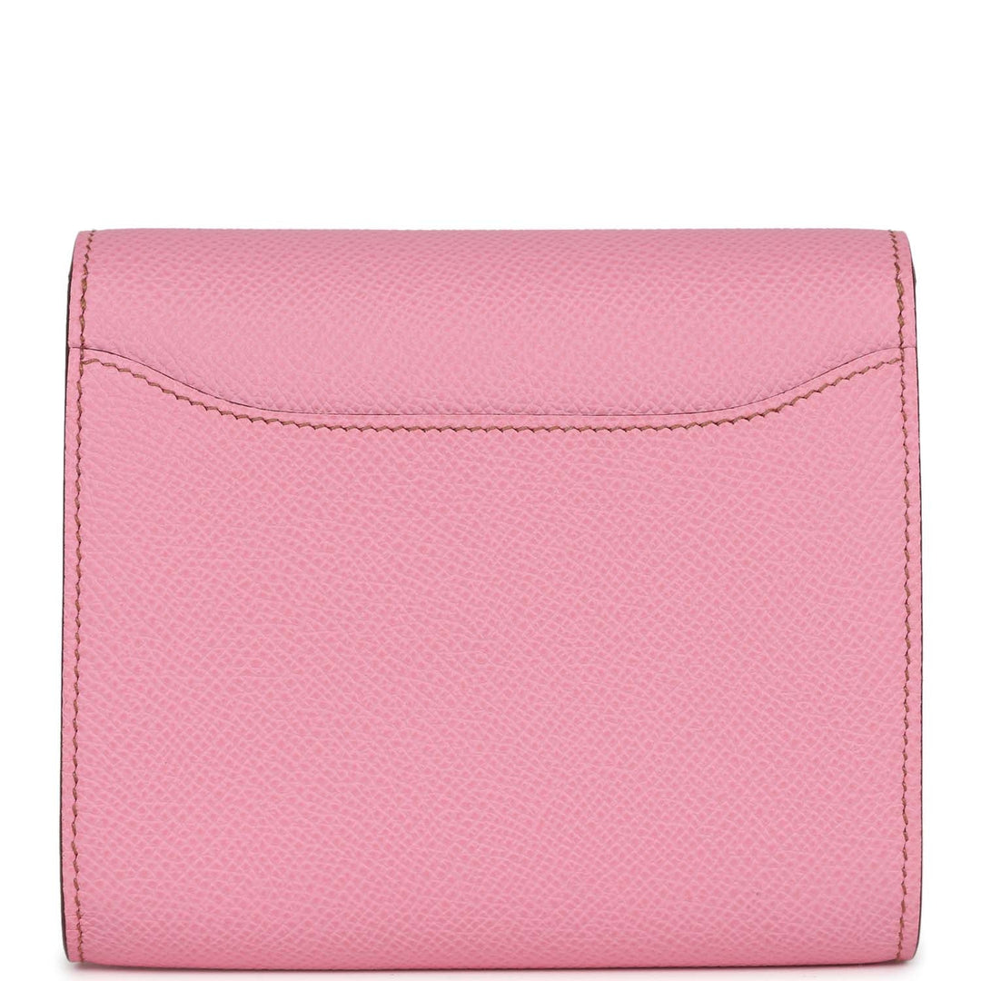 Top quality Hermes Constance Compact Wallet 5P Bubblegum Epsom Palladium Hardware