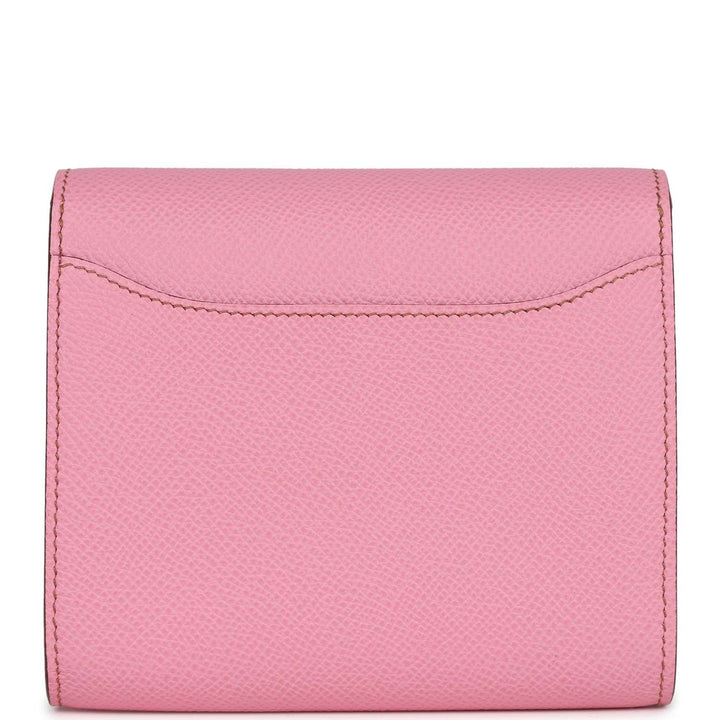 Top quality Hermes Constance Compact Wallet 5P Bubblegum Epsom Palladium Hardware