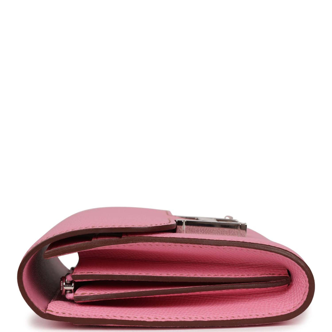Top quality Hermes Constance Compact Wallet 5P Bubblegum Epsom Palladium Hardware
