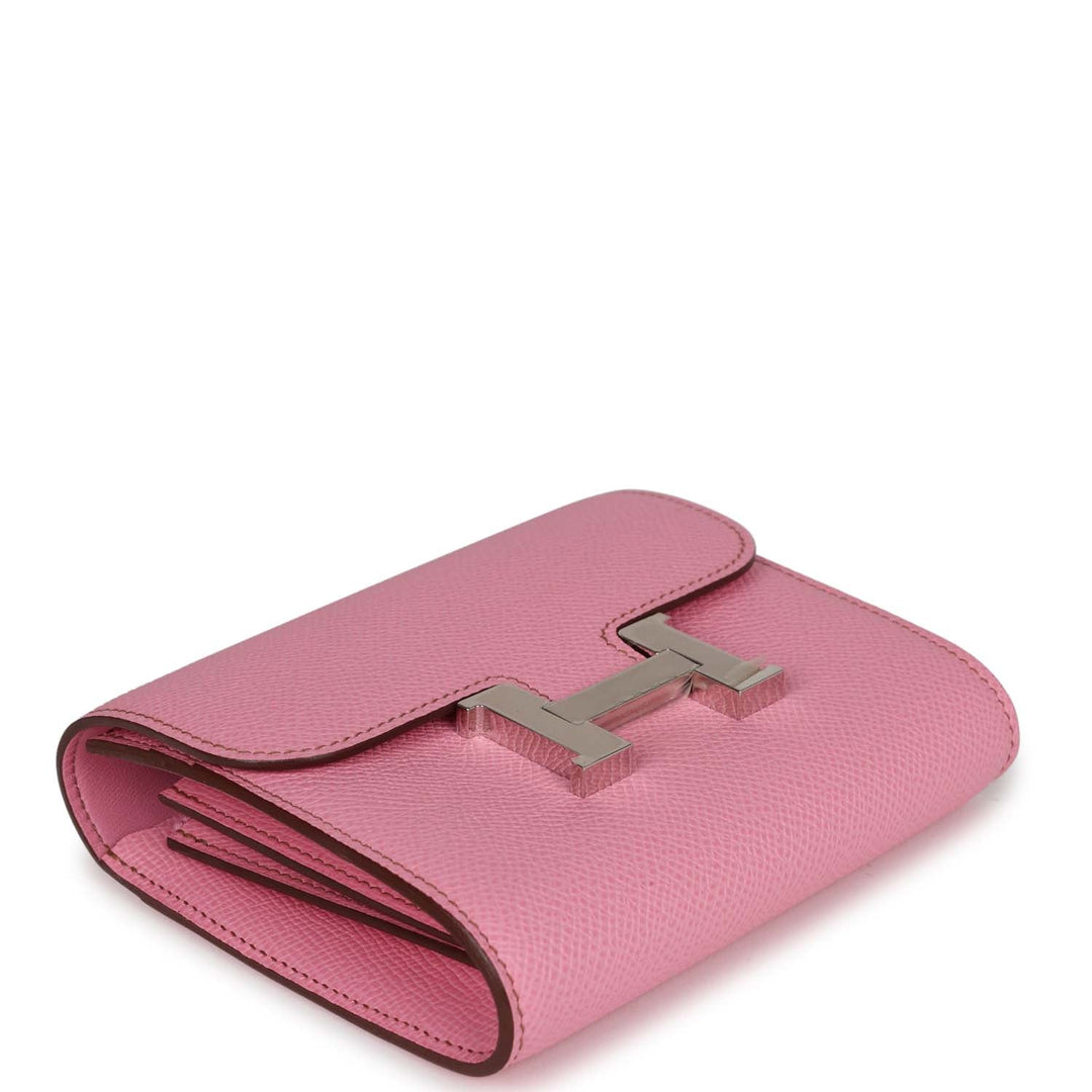 Top quality Hermes Constance Compact Wallet 5P Bubblegum Epsom Palladium Hardware