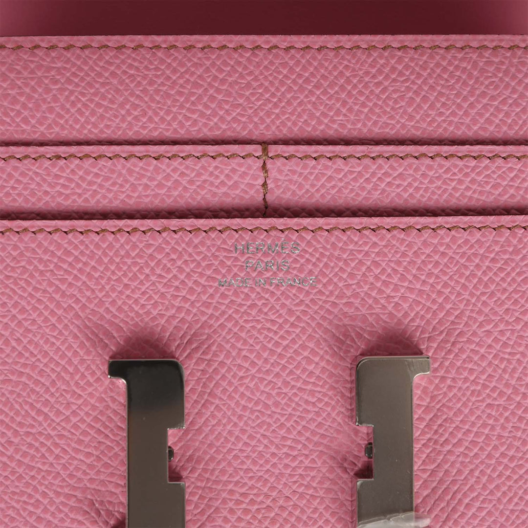 Top quality Hermes Constance Compact Wallet 5P Bubblegum Epsom Palladium Hardware