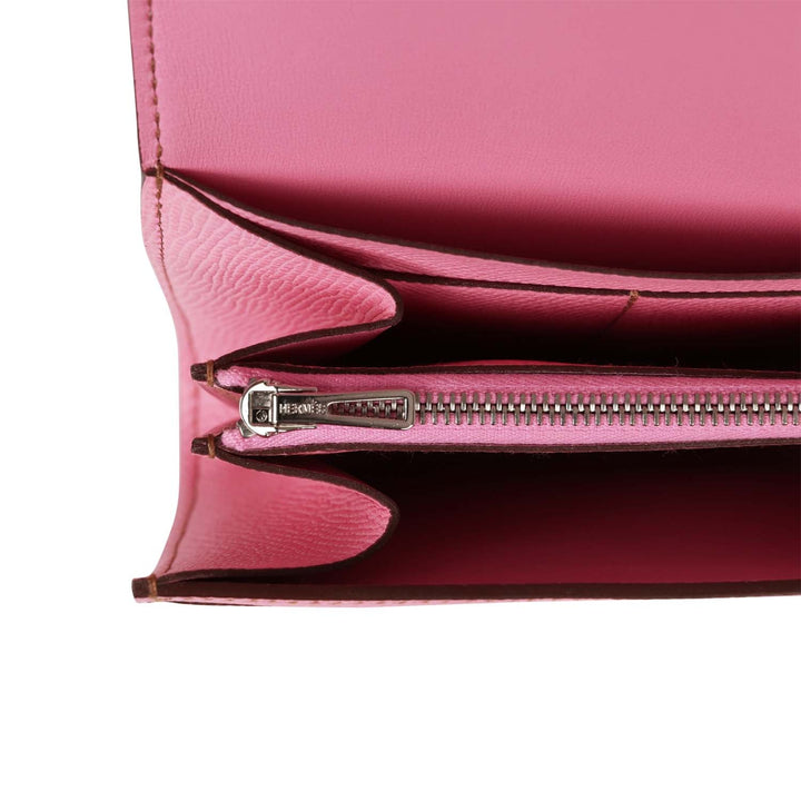 Top quality Hermes Constance Compact Wallet 5P Bubblegum Epsom Palladium Hardware