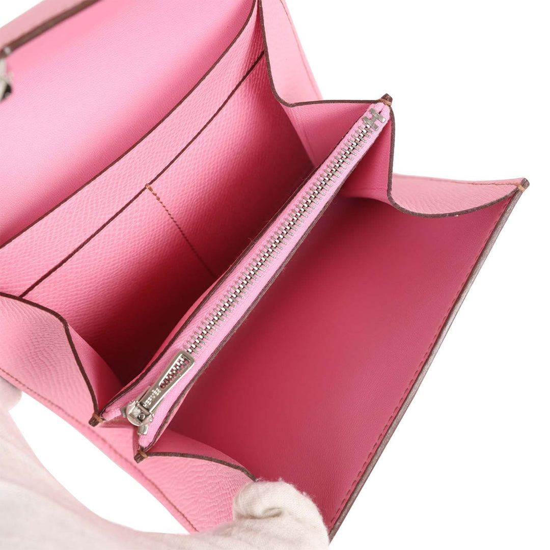 Top quality Hermes Constance Compact Wallet 5P Bubblegum Epsom Palladium Hardware