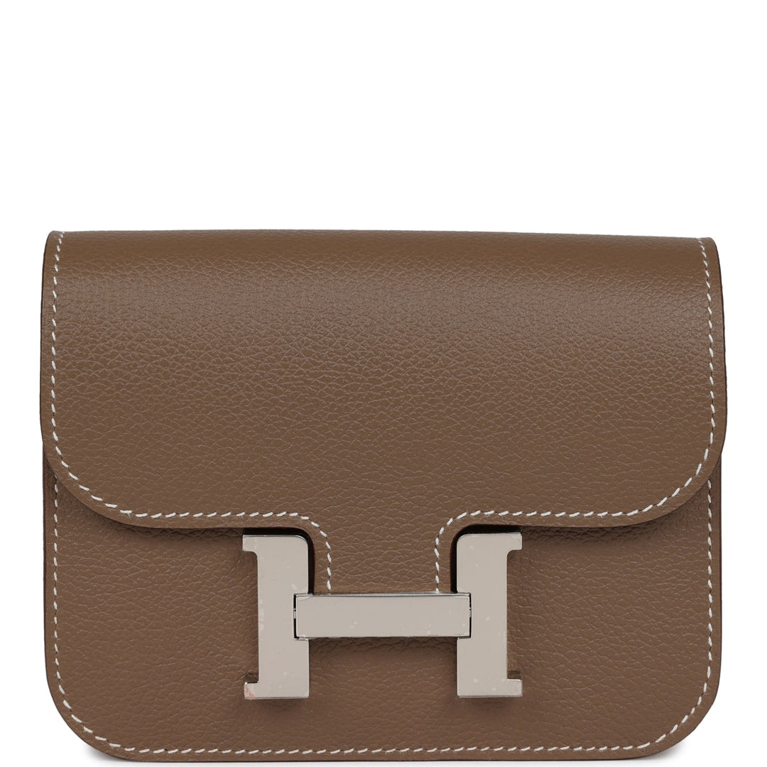 Top quality Hermes Constance Slim Wallet Etoupe Evercolor Palladium Hardware