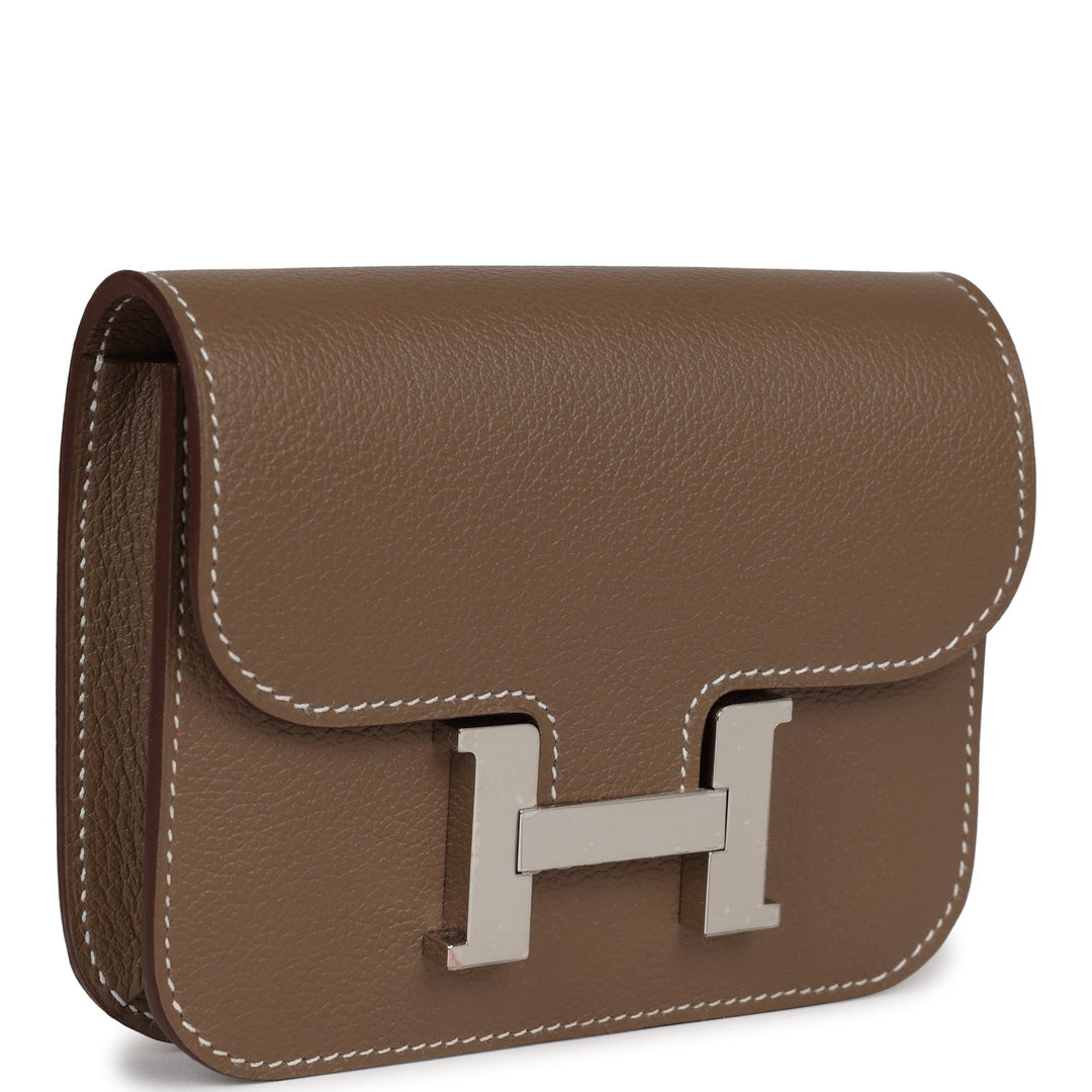 Top quality Hermes Constance Slim Wallet Etoupe Evercolor Palladium Hardware