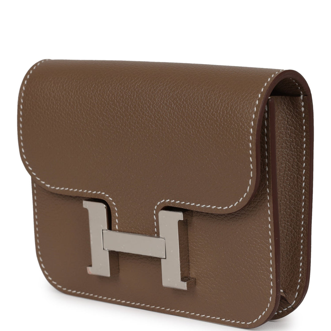 Top quality Hermes Constance Slim Wallet Etoupe Evercolor Palladium Hardware