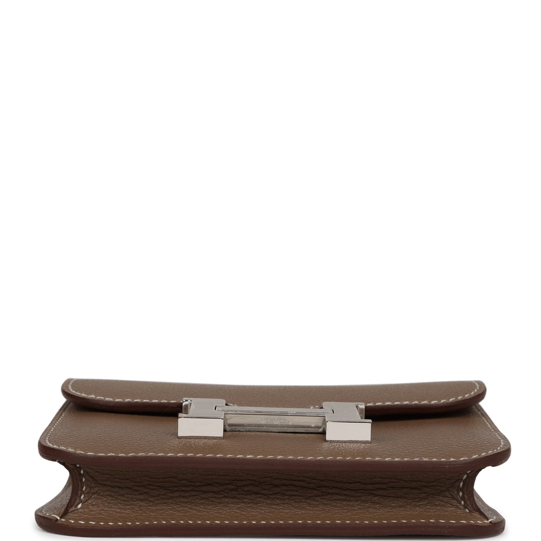 Top quality Hermes Constance Slim Wallet Etoupe Evercolor Palladium Hardware