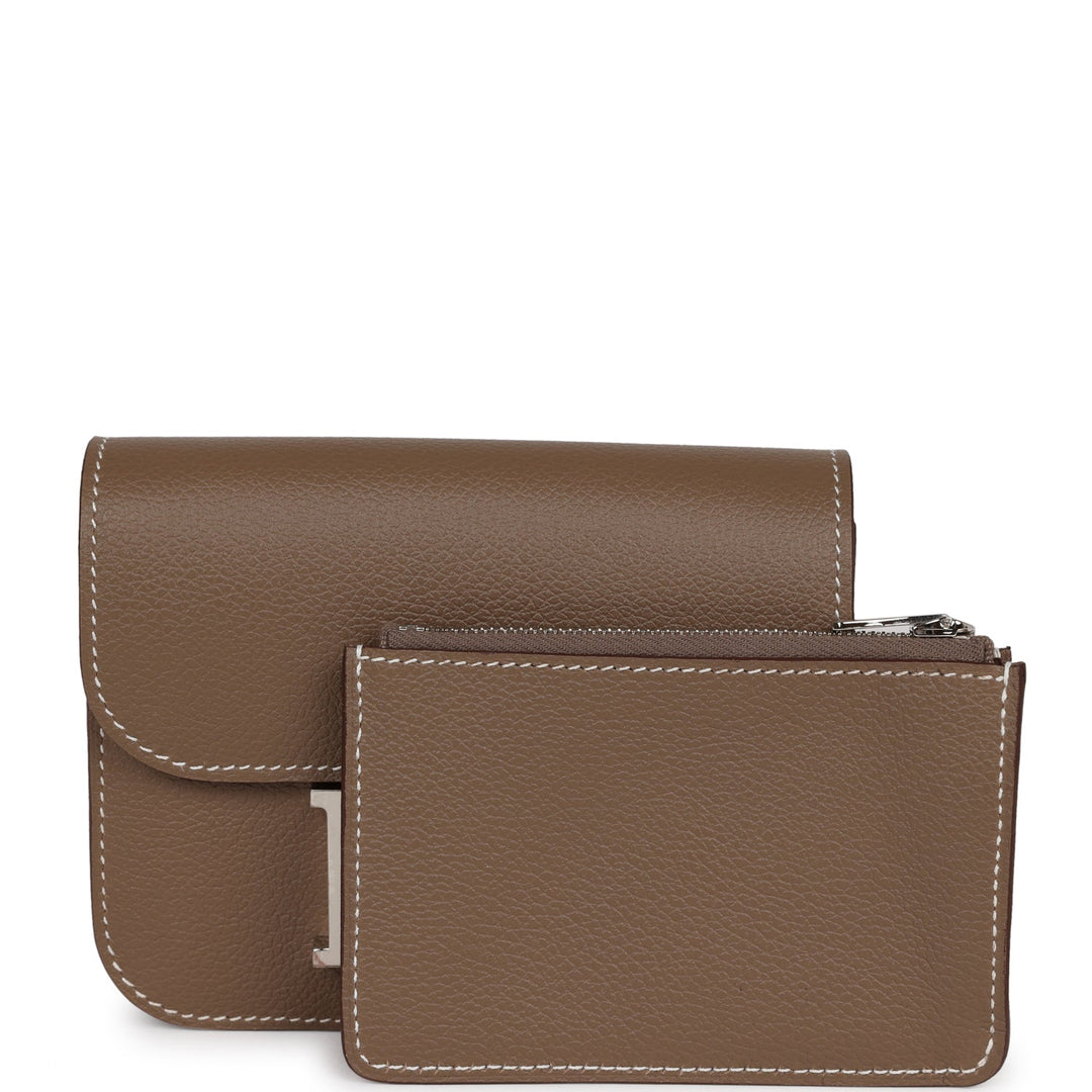 Top quality Hermes Constance Slim Wallet Etoupe Evercolor Palladium Hardware