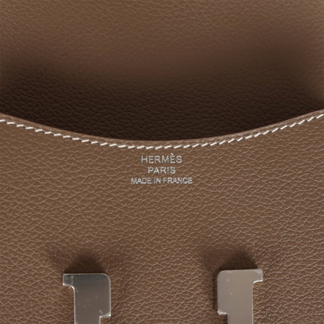 Top quality Hermes Constance Slim Wallet Etoupe Evercolor Palladium Hardware