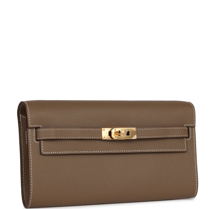 Top quality Hermes Kelly Wallet To Go Etoupe Epsom Gold Hardware