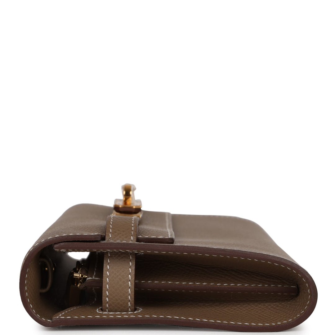 Top quality Hermes Kelly Wallet To Go Etoupe Epsom Gold Hardware