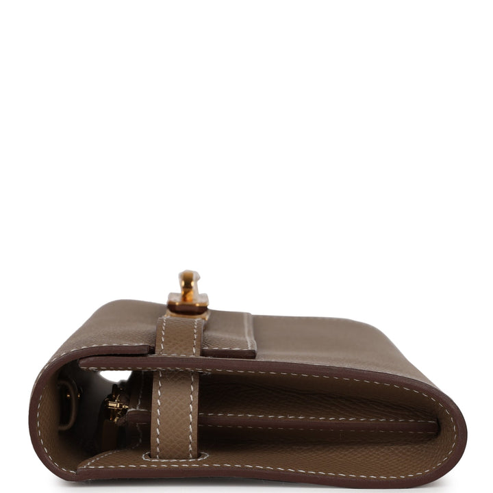 Top quality Hermes Kelly Wallet To Go Etoupe Epsom Gold Hardware
