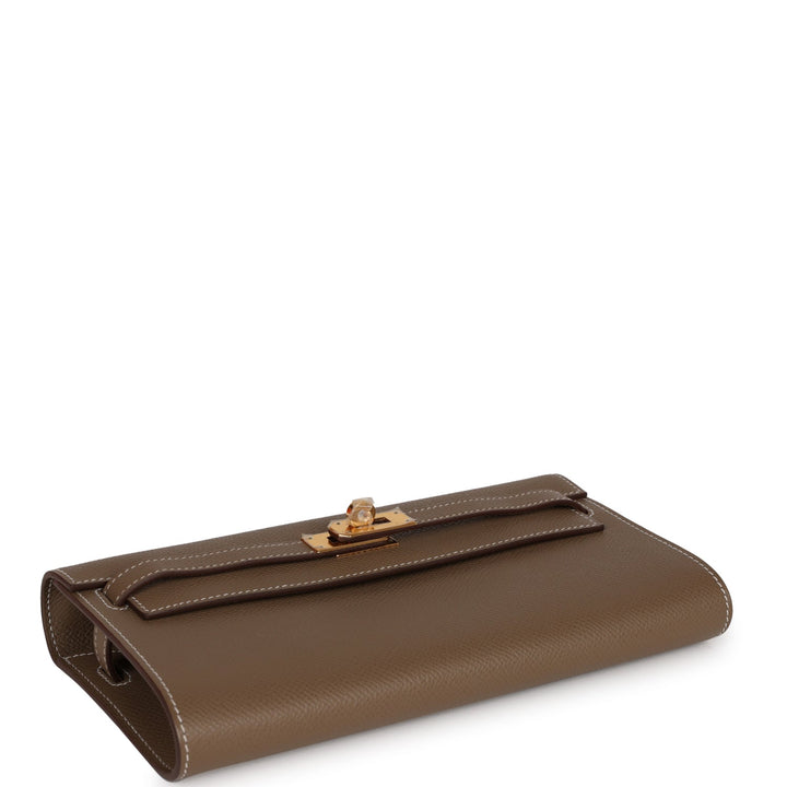 Top quality Hermes Kelly Wallet To Go Etoupe Epsom Gold Hardware