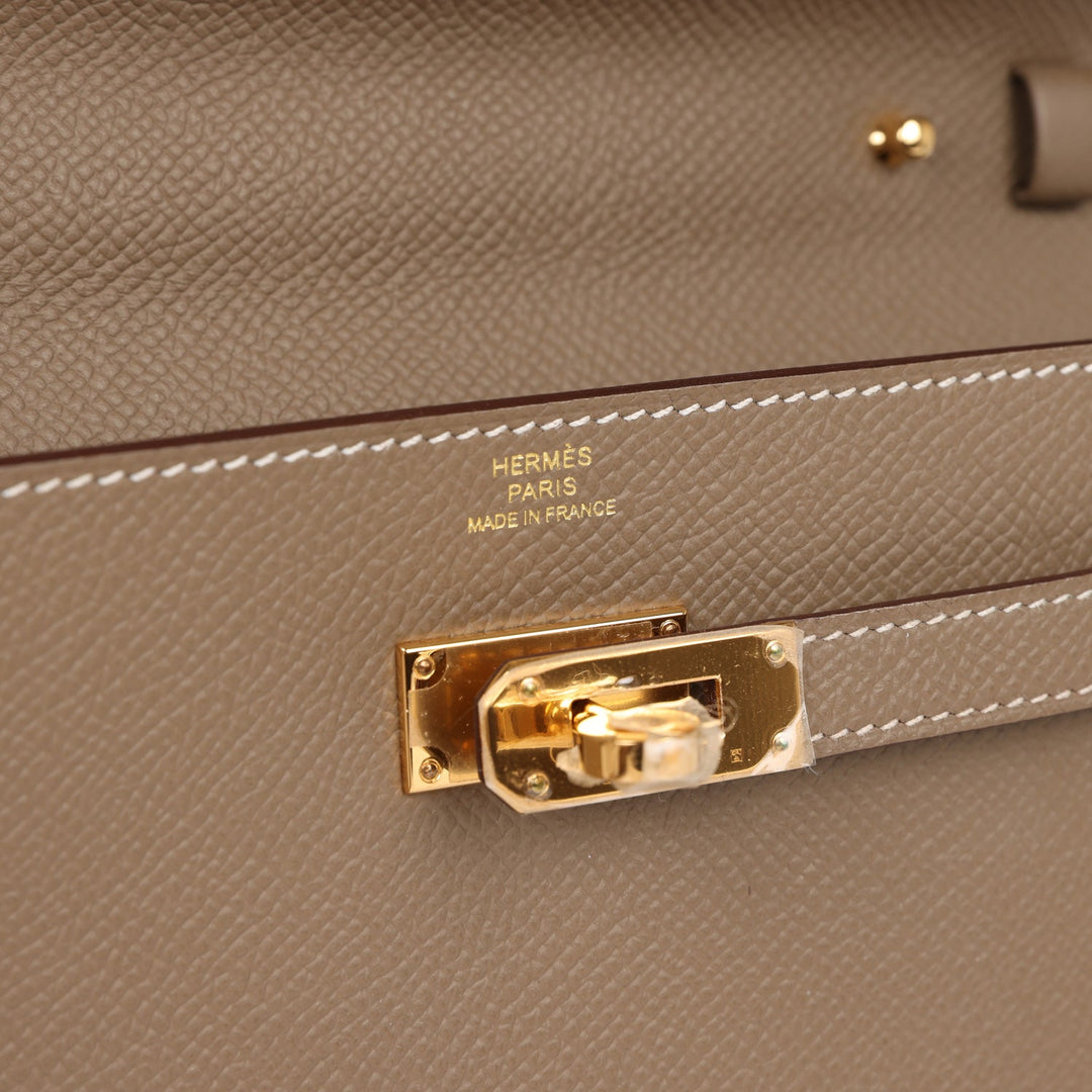 Top quality Hermes Kelly Wallet To Go Etoupe Epsom Gold Hardware