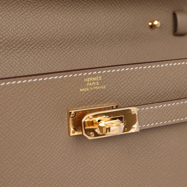 Top quality Hermes Kelly Wallet To Go Etoupe Epsom Gold Hardware
