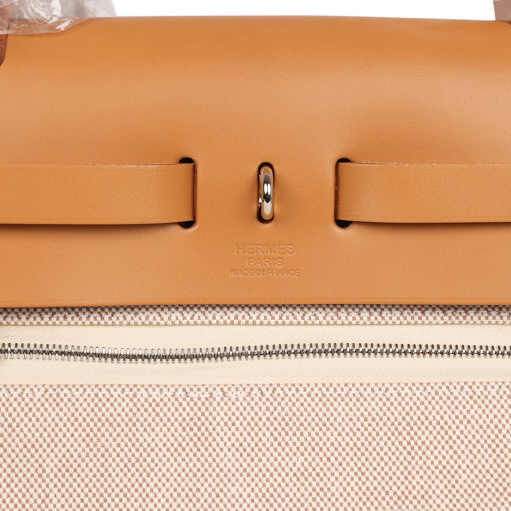 Hermes Herbag Zip PM 31 Brides de Gala Toile H Berline Natural Sable Palladium Hardware