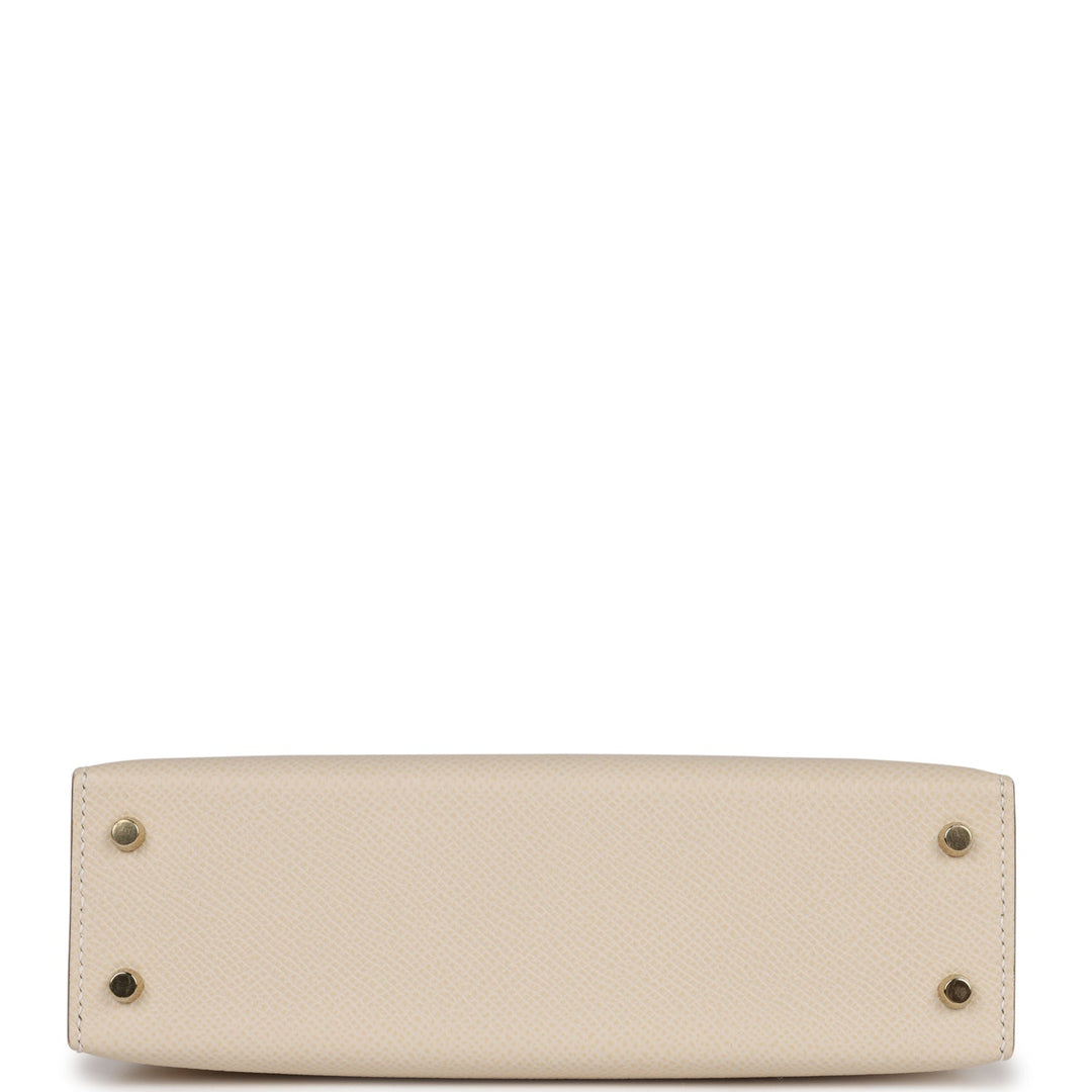 Top quality Hermes Kelly Sellier 20 Craie Verso Epsom Permabrass Hardware