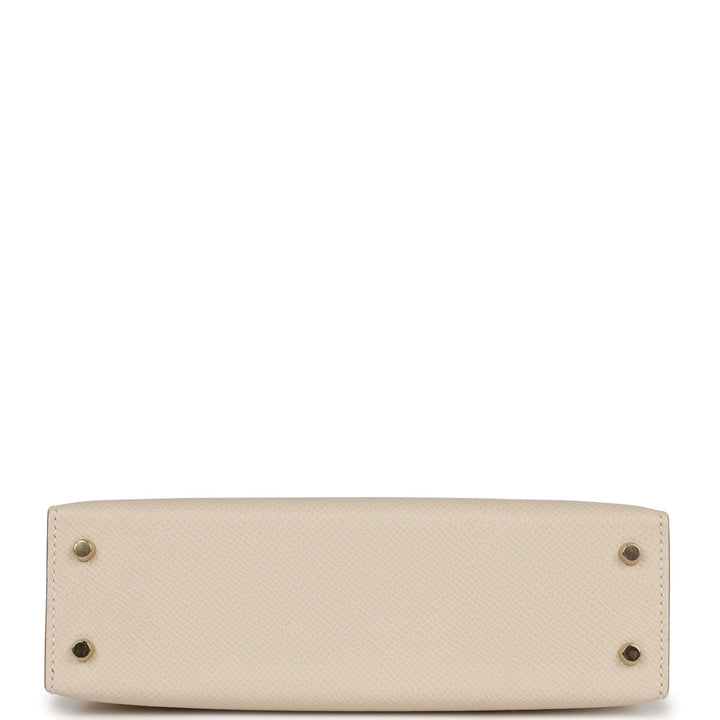 Top quality Hermes Kelly Sellier 20 Craie Verso Epsom Permabrass Hardware