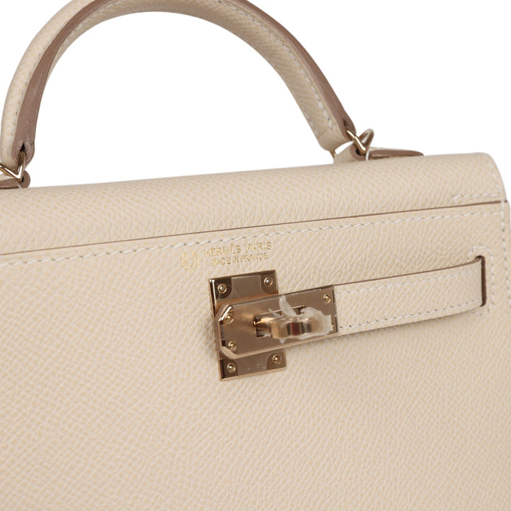 Top quality Hermes Kelly Sellier 20 Craie Verso Epsom Permabrass Hardware