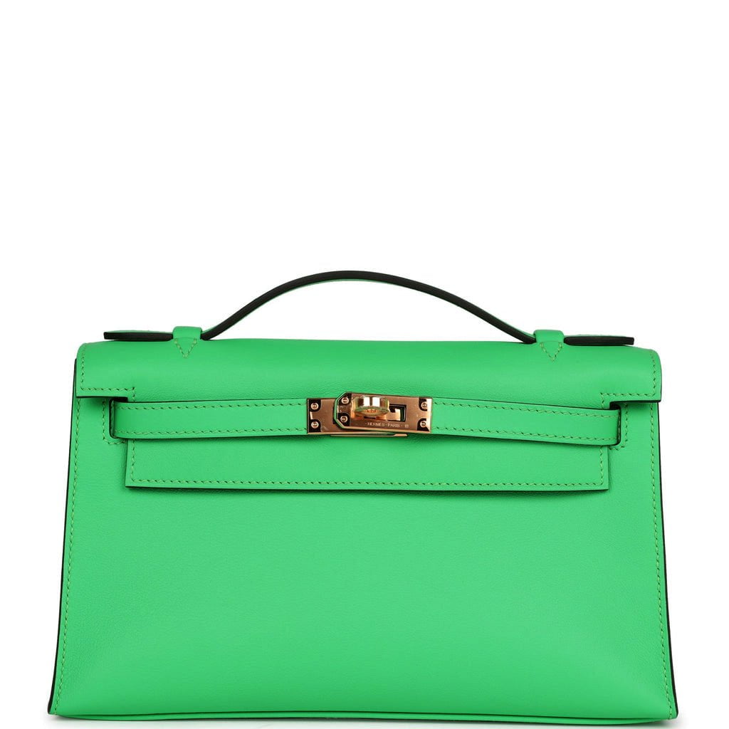 top quality Hermes Kelly Pochette Vert Comics Swift Gold Hardware
