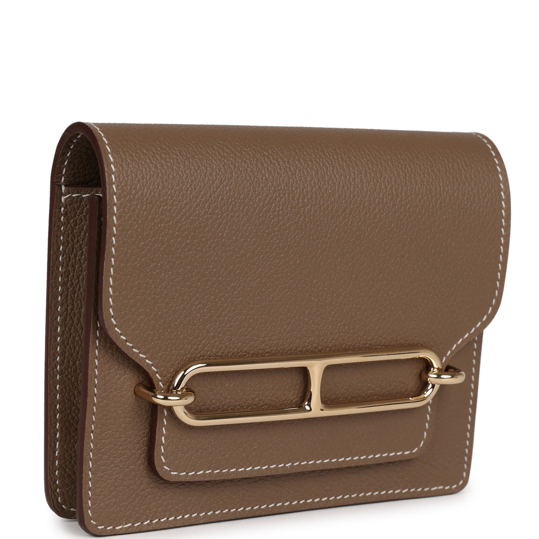 Top quality Hermes Roulis Slim Wallet Etoupe Evercolor Gold Hardware