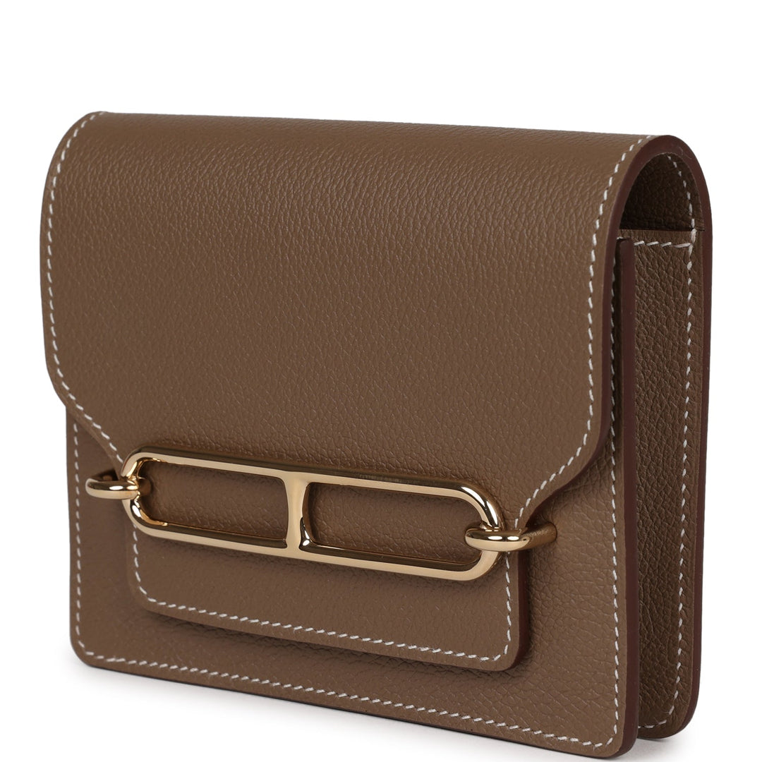 Top quality Hermes Roulis Slim Wallet Etoupe Evercolor Gold Hardware