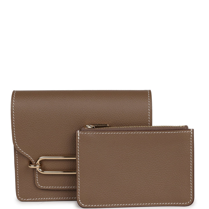 Top quality Hermes Roulis Slim Wallet Etoupe Evercolor Gold Hardware