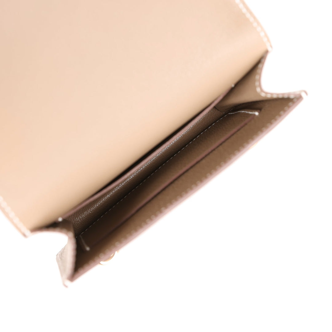 Top quality Hermes Roulis Slim Wallet Etoupe Evercolor Gold Hardware
