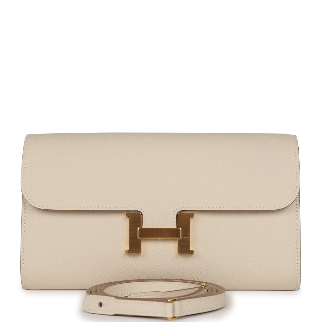 Top quality Hermes Constance To Go Wallet Craie Epsom Gold Hardware