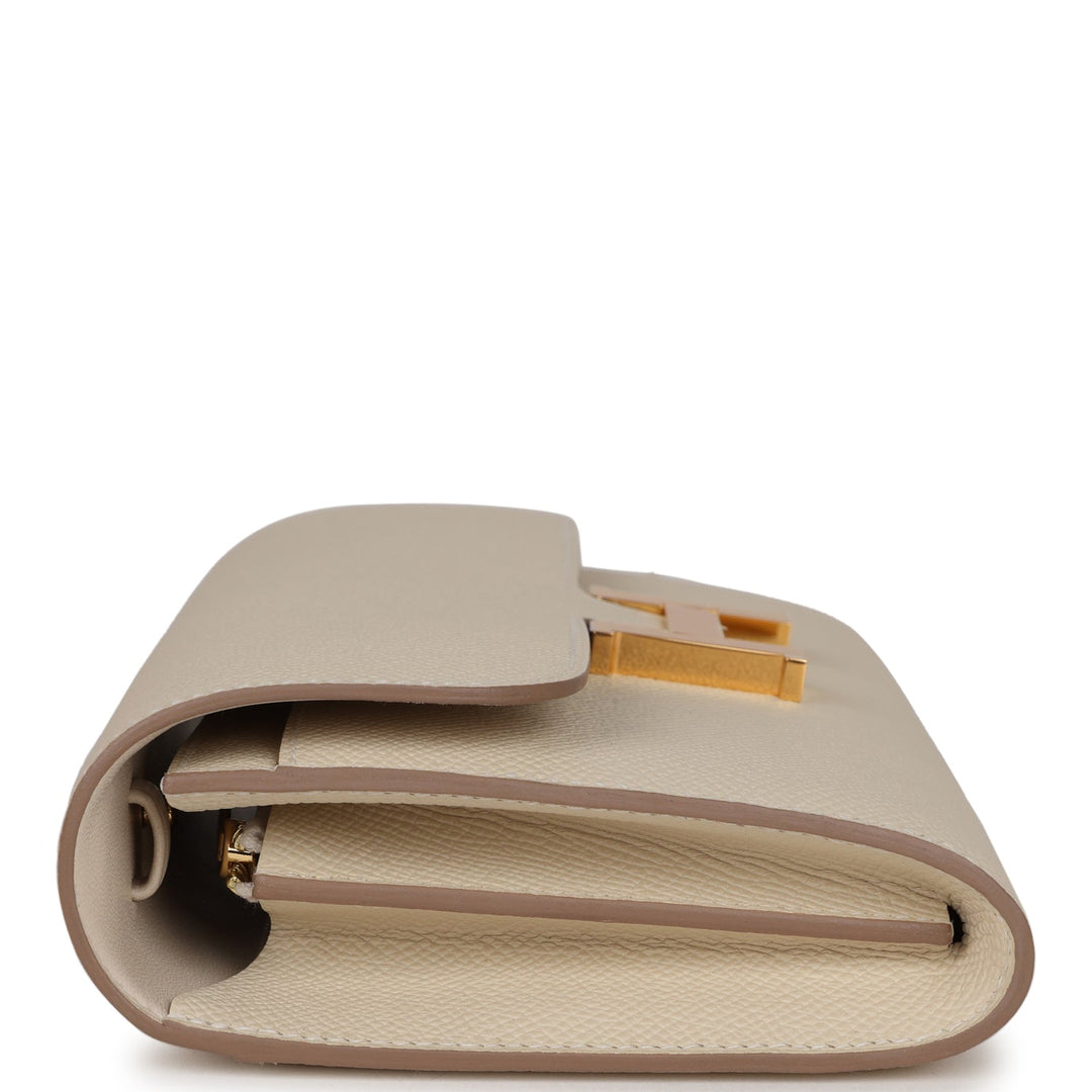 Top quality Hermes Constance To Go Wallet Craie Epsom Gold Hardware