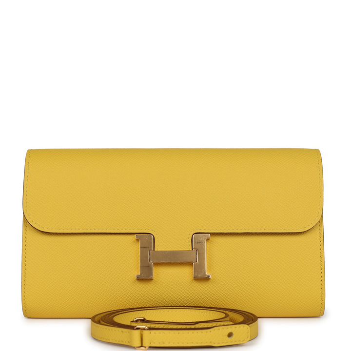 Top quality Hermes Constance To Go Wallet Jaune De Naples Epsom Gold Hardware
