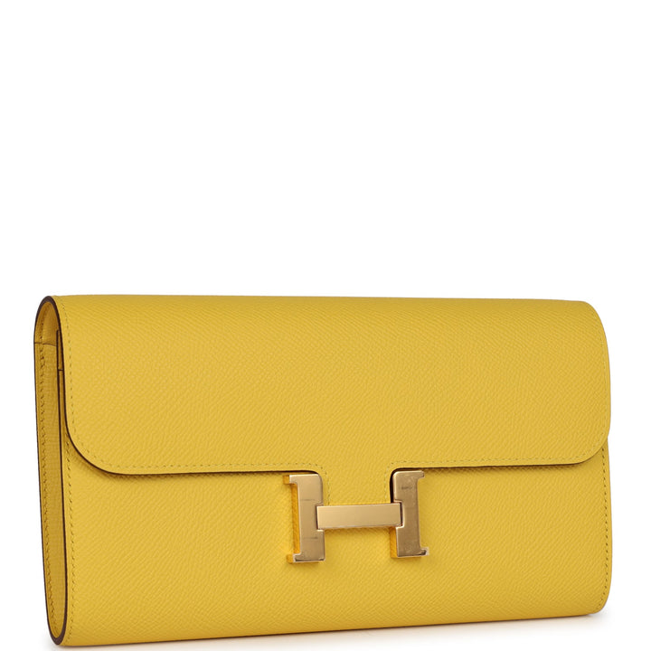 Top quality Hermes Constance To Go Wallet Jaune De Naples Epsom Gold Hardware