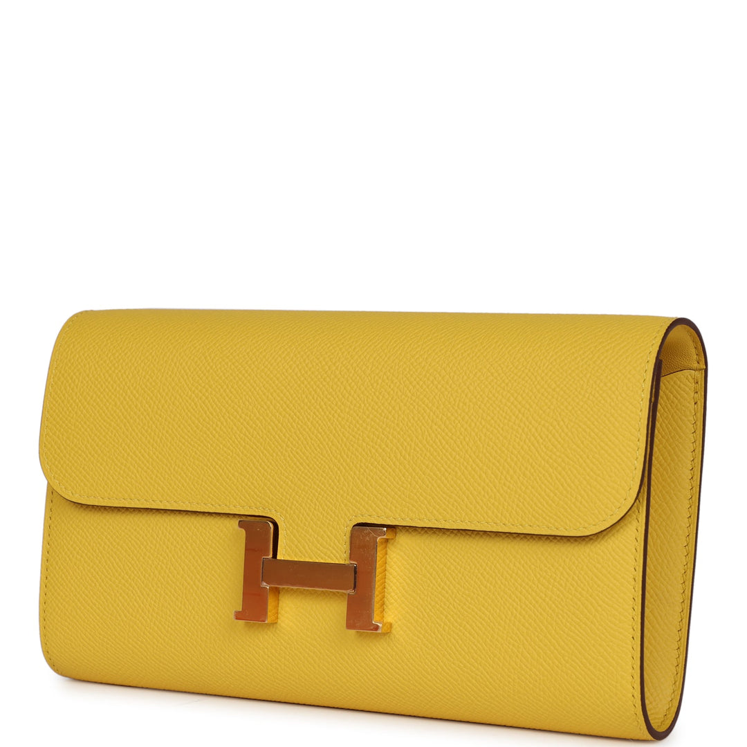 Top quality Hermes Constance To Go Wallet Jaune De Naples Epsom Gold Hardware