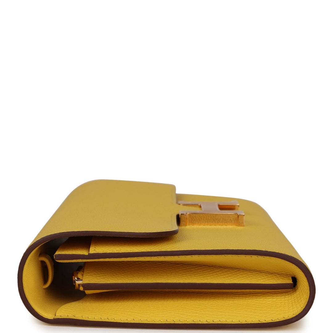 Top quality Hermes Constance To Go Wallet Jaune De Naples Epsom Gold Hardware
