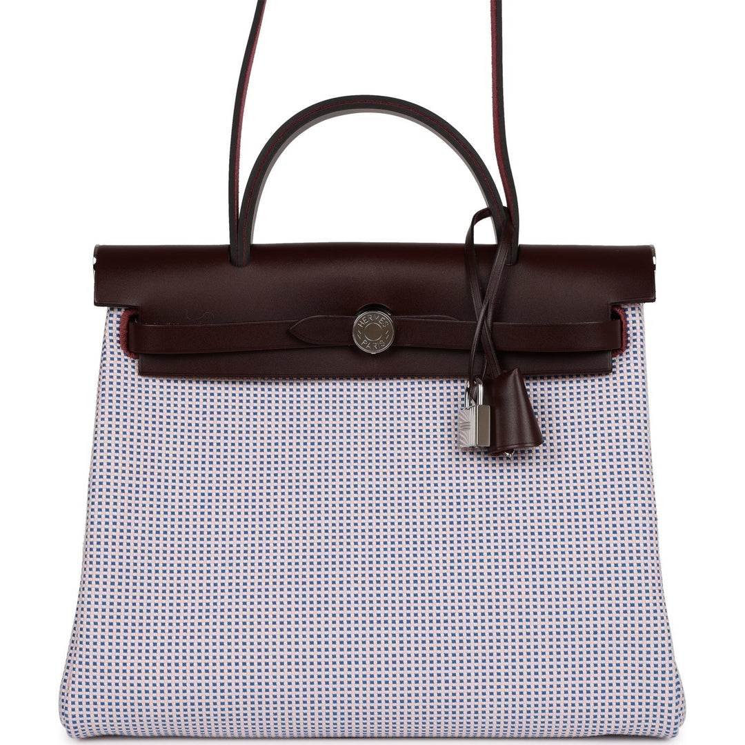 Hermes Herbag Zip Pm 31 Rouge Sellier Vache Hunter Mauve, Bleu Bill, Rouge Sellier, & Ecru Criss Viking Toile Palladium Hardware