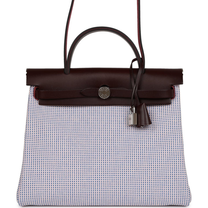 Hermes Herbag Zip Pm 31 Rouge Sellier Vache Hunter Mauve, Bleu Bill, Rouge Sellier, & Ecru Criss Viking Toile Palladium Hardware