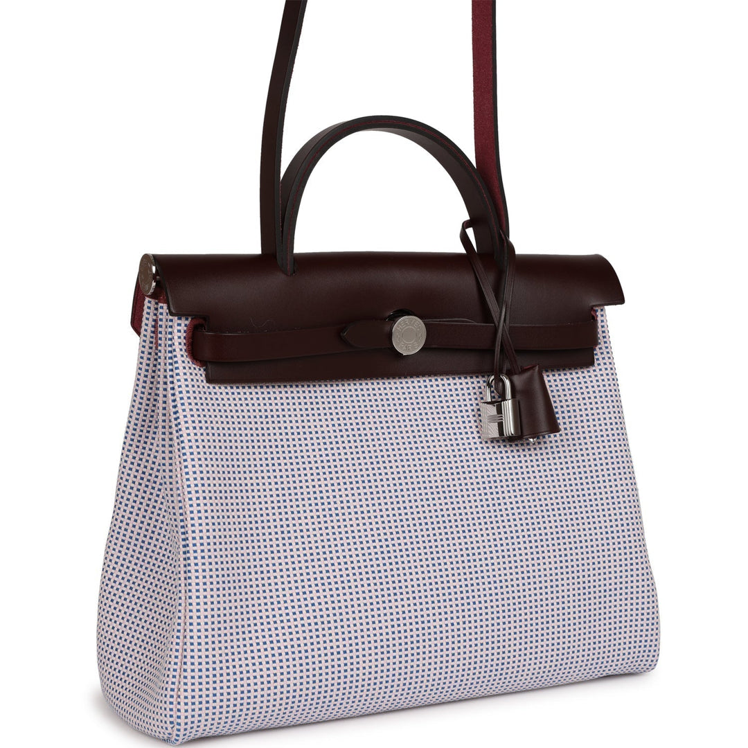 Hermes Herbag Zip Pm 31 Rouge Sellier Vache Hunter Mauve, Bleu Bill, Rouge Sellier, & Ecru Criss Viking Toile Palladium Hardware