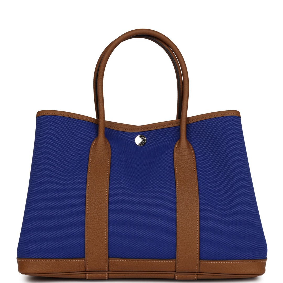 Top quality Hermes Garden Party 30  Bleu Electric Toile and Alezan Negonda Palladium Hardware