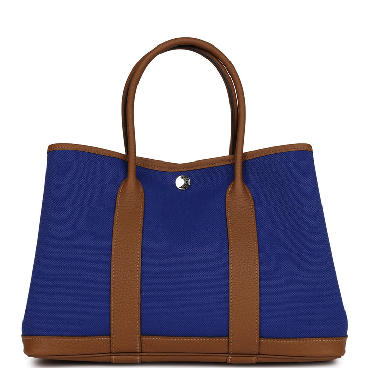 Top quality Hermes Garden Party 30  Bleu Electric Toile and Alezan Negonda Palladium Hardware