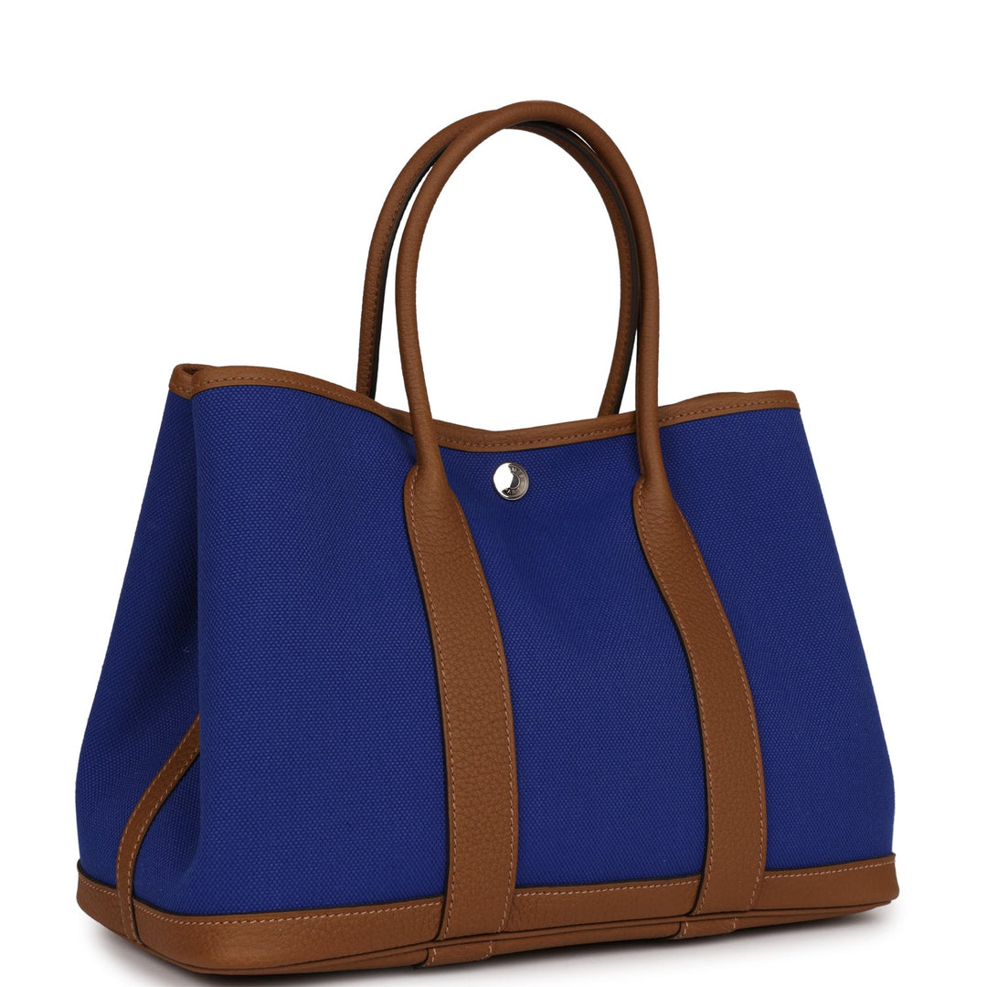 Top quality Hermes Garden Party 30  Bleu Electric Toile and Alezan Negonda Palladium Hardware