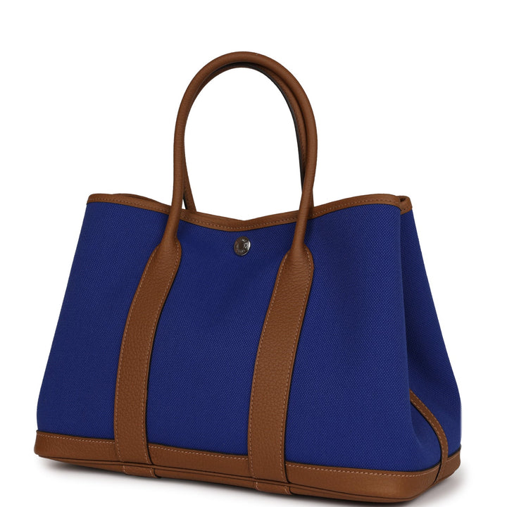 Top quality Hermes Garden Party 30  Bleu Electric Toile and Alezan Negonda Palladium Hardware