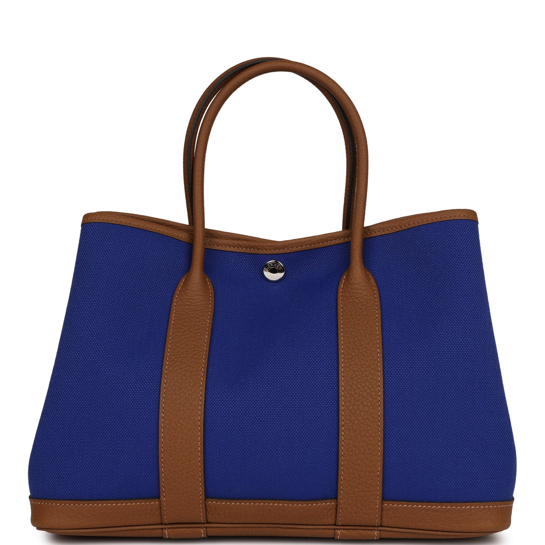 Top quality Hermes Garden Party 30  Bleu Electric Toile and Alezan Negonda Palladium Hardware