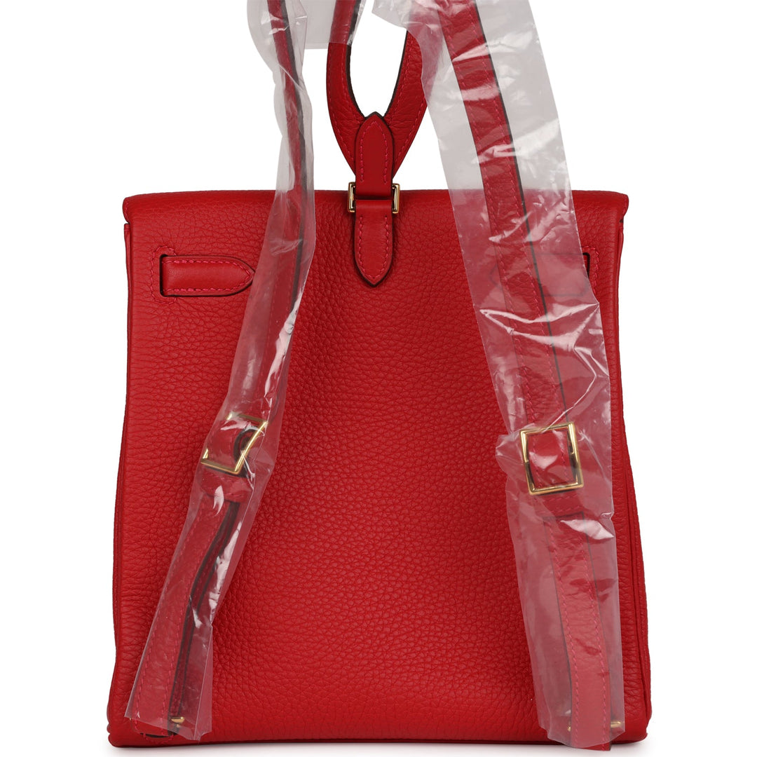 Top quality Hermes Kelly Ado II Backpack Rouge Casaque Clemence Gold Hardware