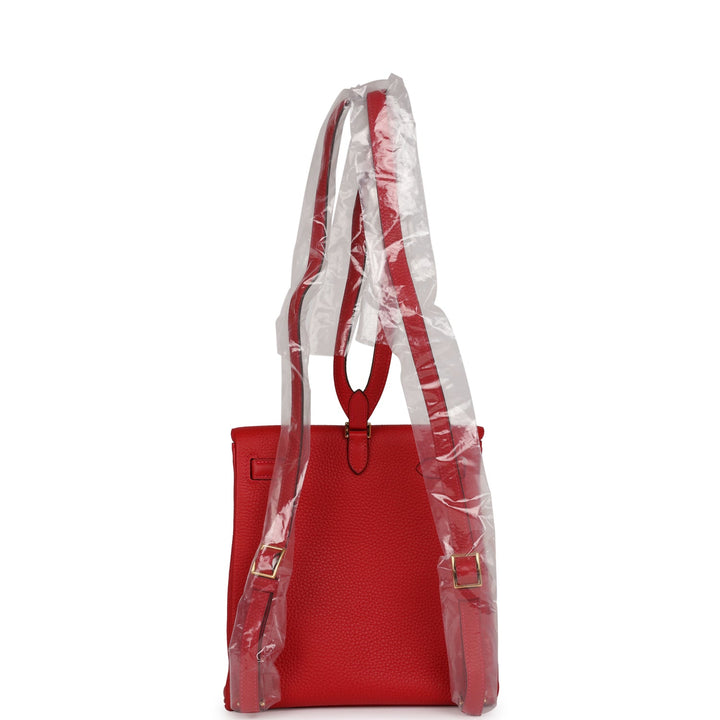 Top quality Hermes Kelly Ado II Backpack Rouge Casaque Clemence Gold Hardware