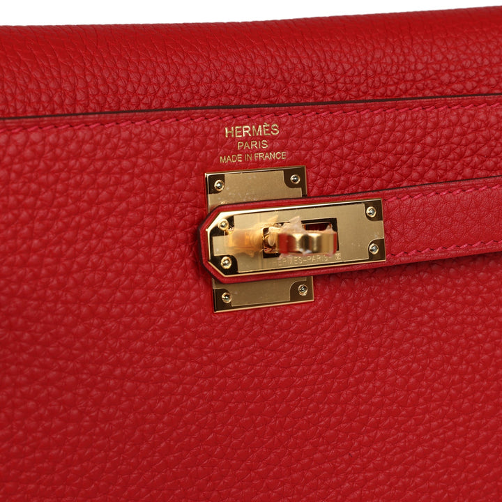 Top quality Hermes Kelly Ado II Backpack Rouge Casaque Clemence Gold Hardware
