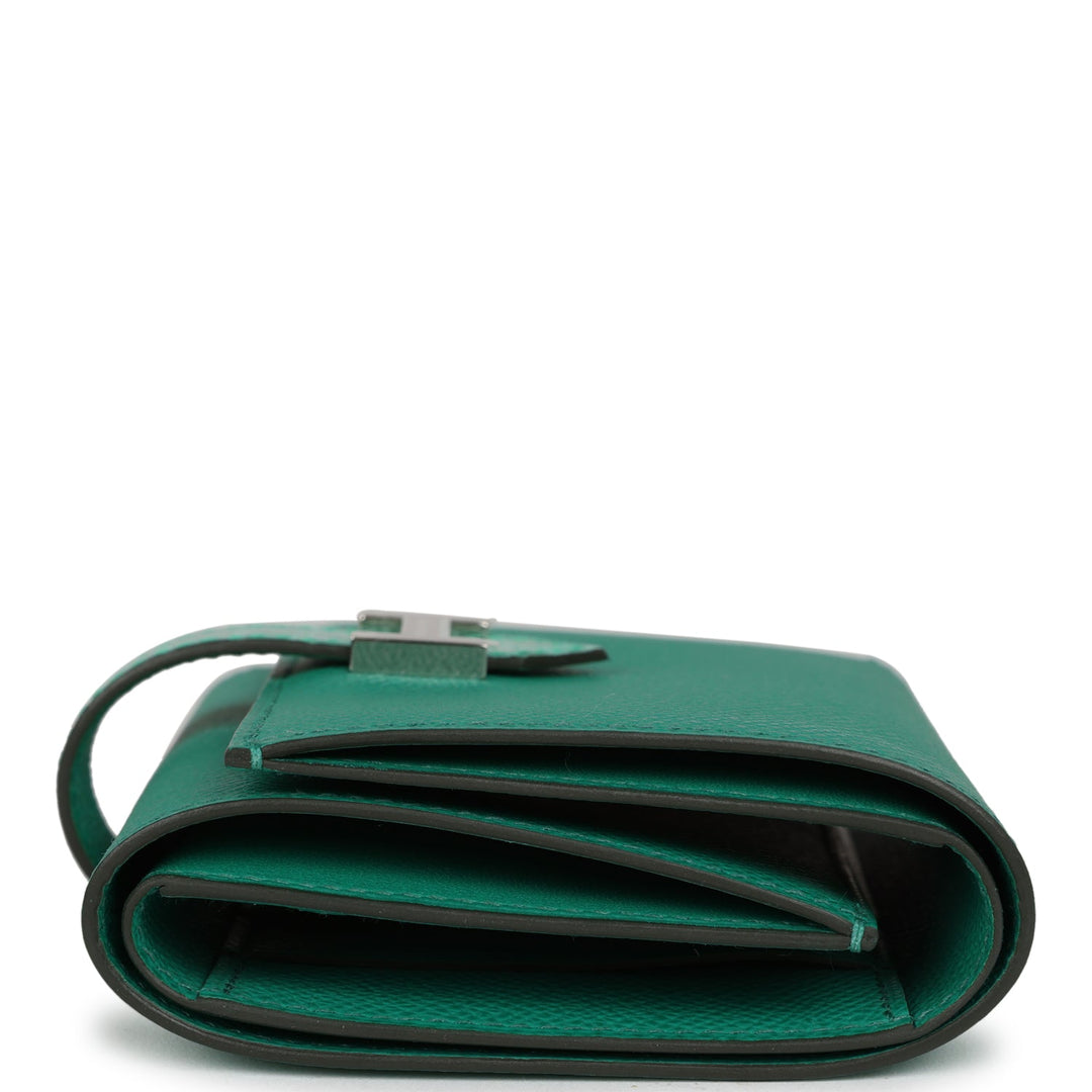 Top quality Hermes Bearn Compact Wallet Touch Vert Jade Alligator and Epsom Palladium Hardware